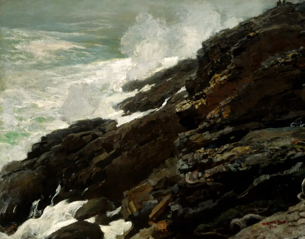 High Cliff, Coast of Maine in Detail Winslow Homer